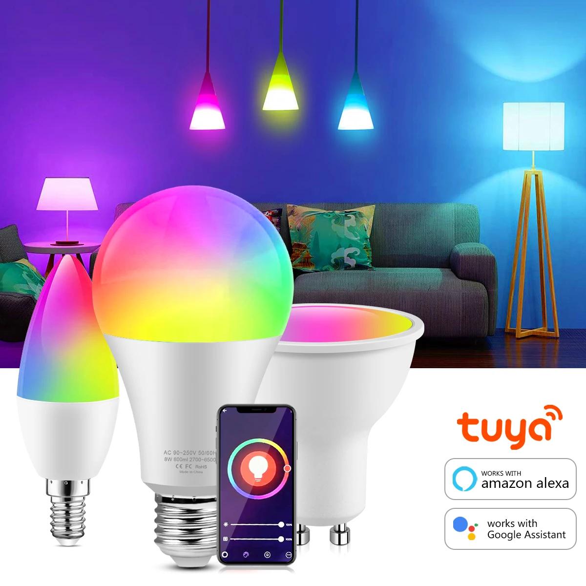 Tuya Ʈ  LED , E27 RGB E14 ĵ Ʈ , GU10 AC220V,  ƮƮ , ˷  ýƮ ۵